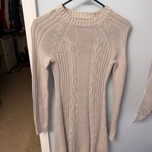 Hollister Cream Knit Sweater Dress